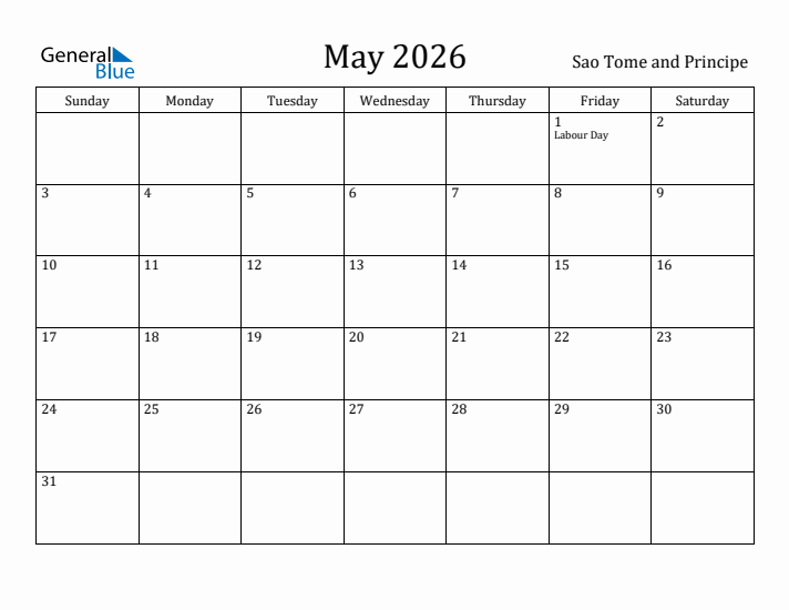 May 2026 Calendar Sao Tome and Principe