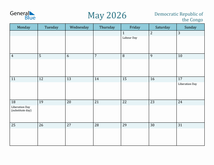 May 2026 Calendar with Holidays