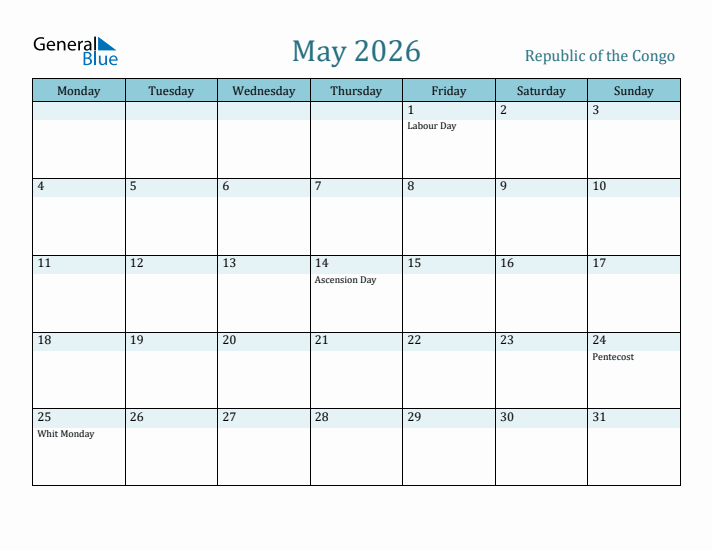 May 2026 Calendar with Holidays