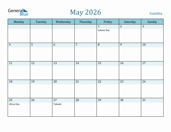 May 2026 Calendar with Holidays