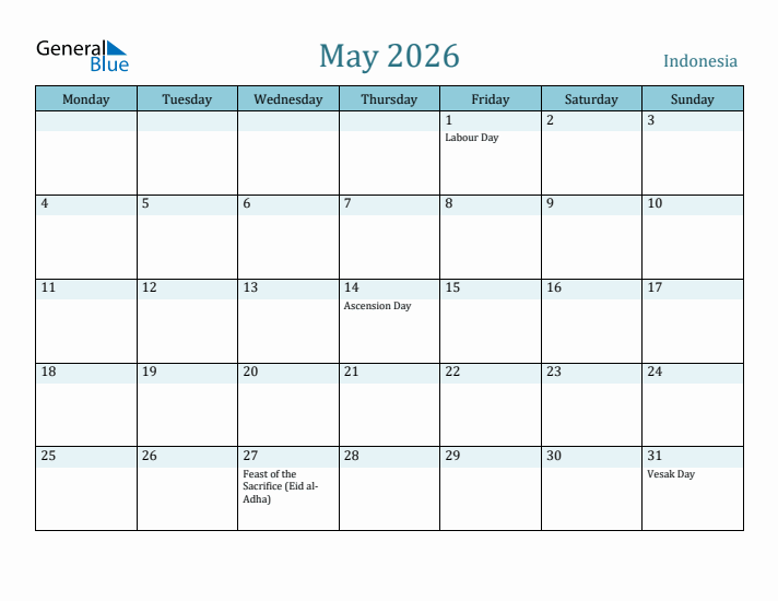 May 2026 Calendar with Holidays