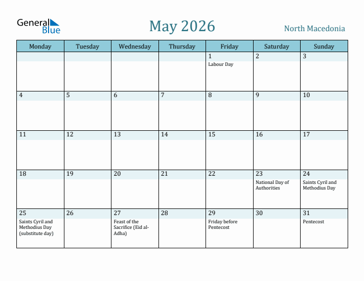 May 2026 Calendar with Holidays