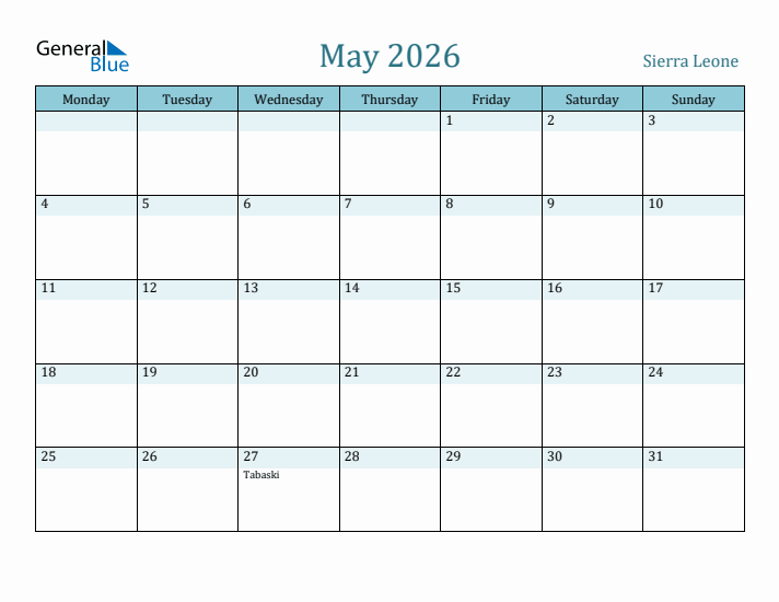 May 2026 Calendar with Holidays