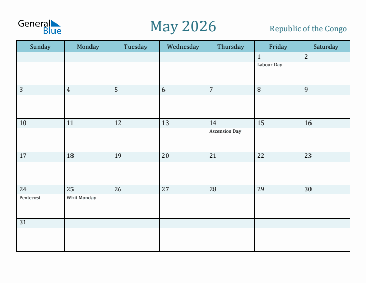 May 2026 Calendar with Holidays