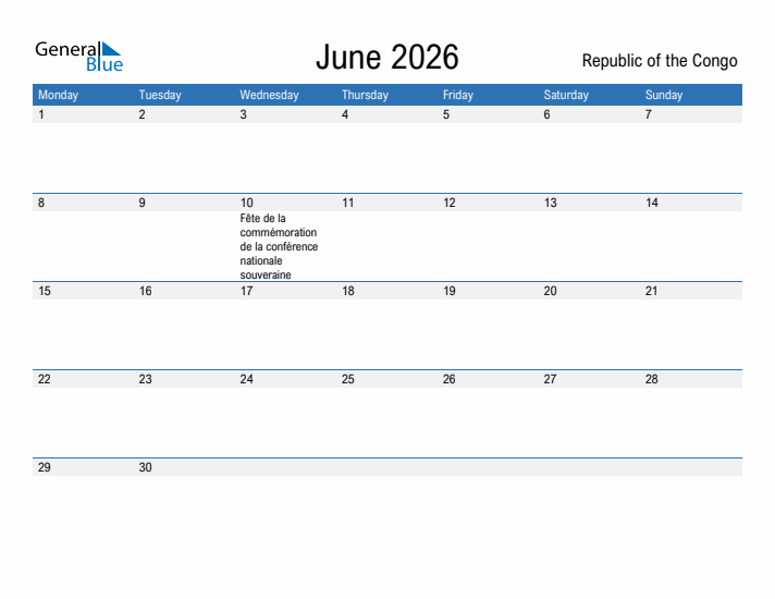 Fillable June 2026 Calendar