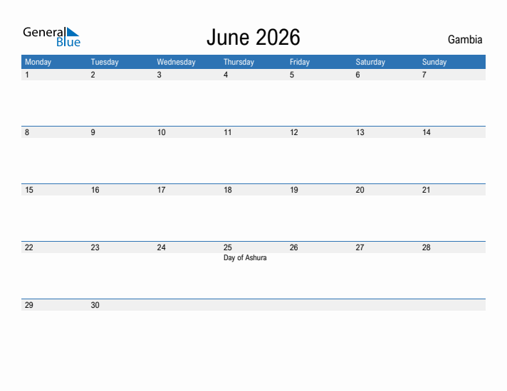 Fillable June 2026 Calendar