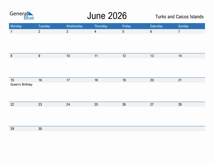 Fillable June 2026 Calendar