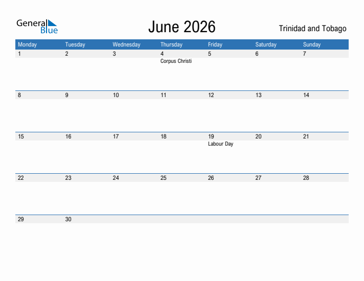 Fillable June 2026 Calendar