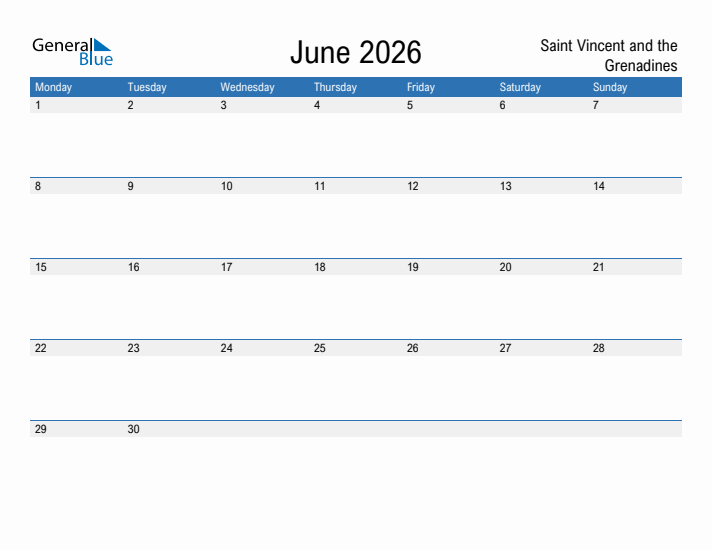 Fillable June 2026 Calendar