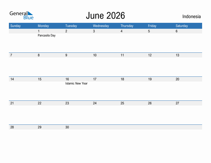 Fillable June 2026 Calendar