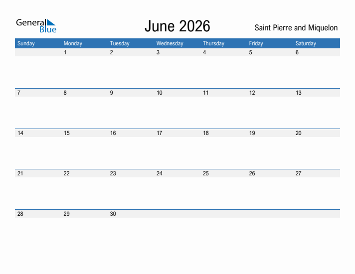 Fillable June 2026 Calendar