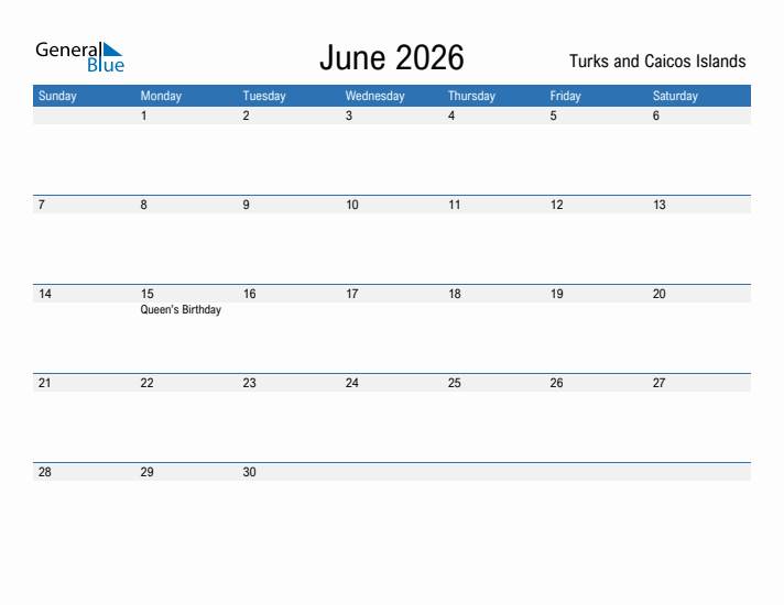 Fillable June 2026 Calendar