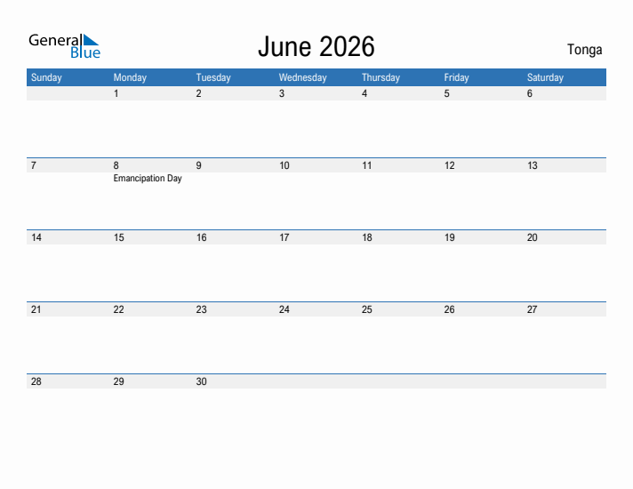 Fillable June 2026 Calendar