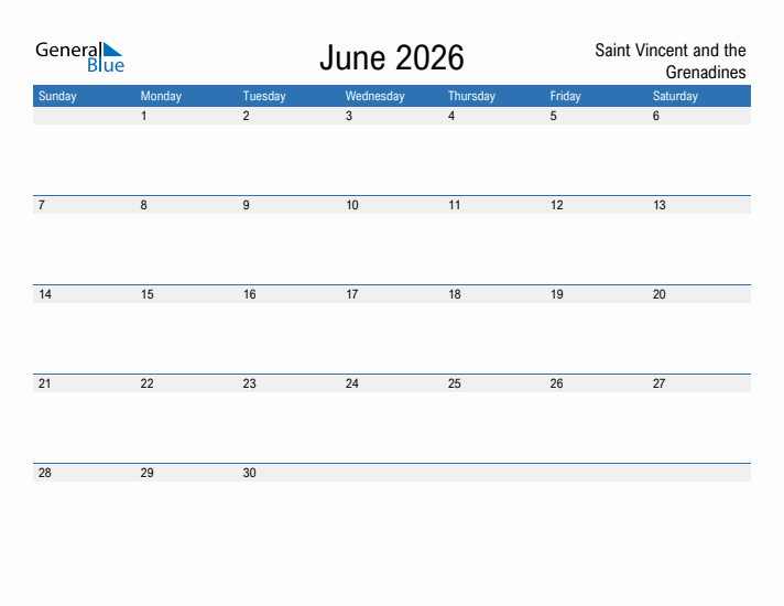 Fillable June 2026 Calendar