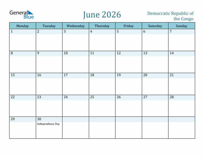 June 2026 Calendar with Holidays