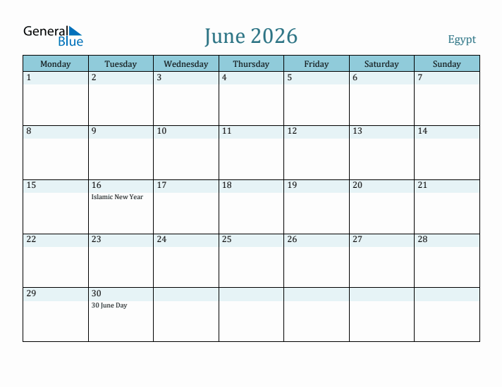 June 2026 Calendar with Holidays