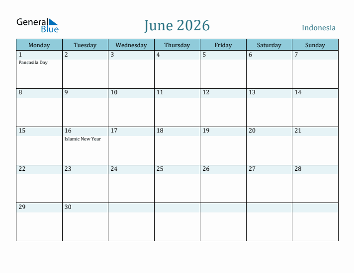 June 2026 Calendar with Holidays