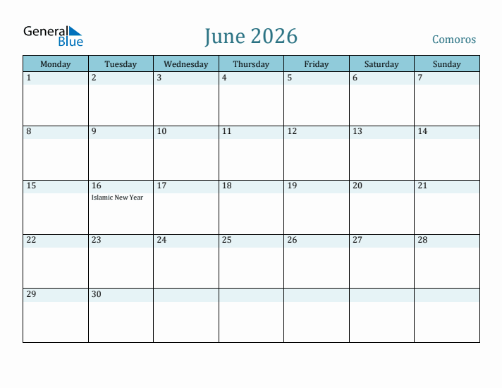 June 2026 Calendar with Holidays