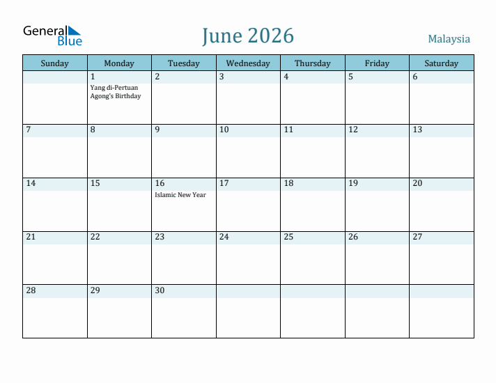 June 2026 Calendar with Holidays