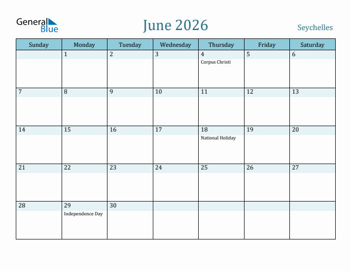 June 2026 Calendar with Holidays