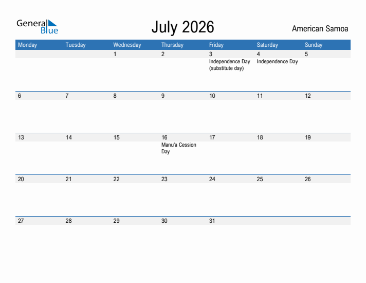 Fillable July 2026 Calendar