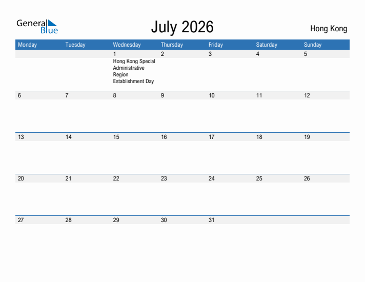 Fillable July 2026 Calendar