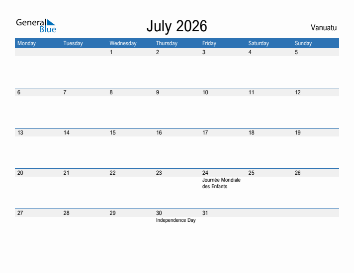 Fillable July 2026 Calendar