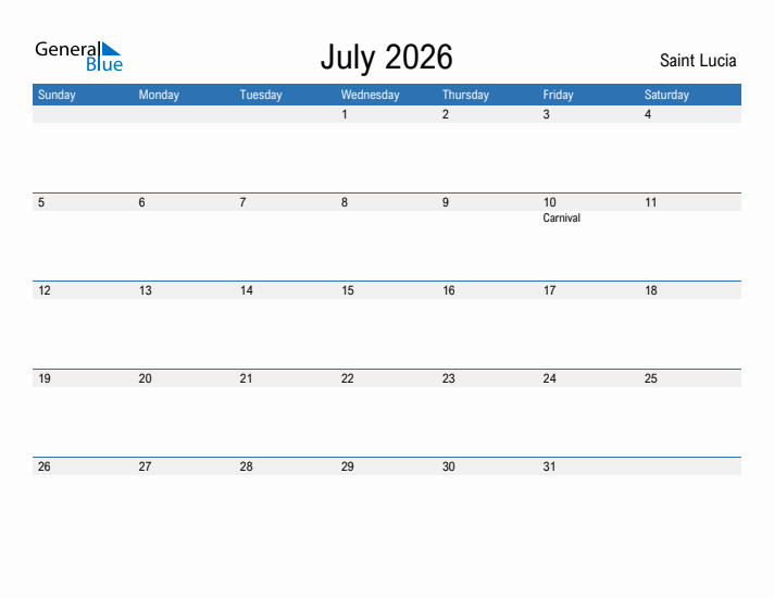 Fillable July 2026 Calendar