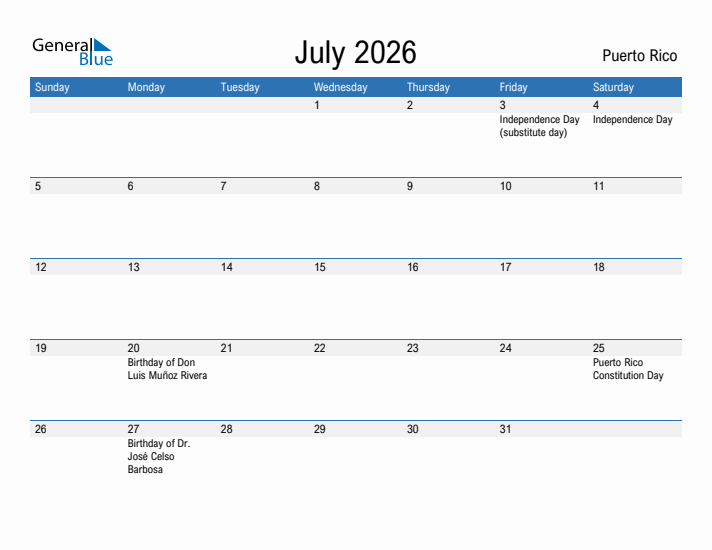 Fillable July 2026 Calendar
