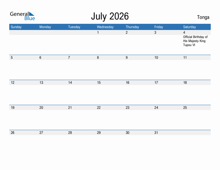 Fillable July 2026 Calendar