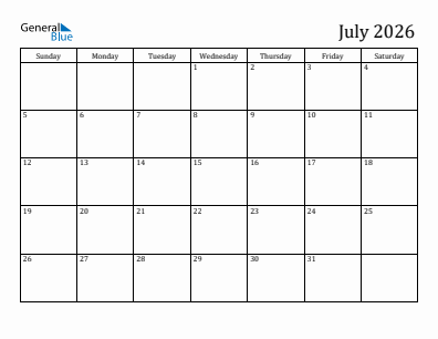 July 2026 calendar