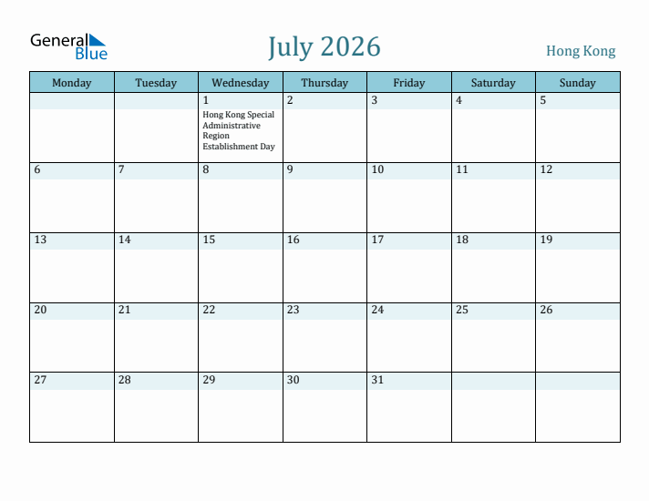 July 2026 Calendar with Holidays
