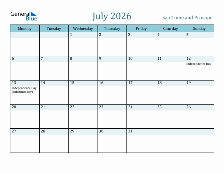July 2026 Calendar with Holidays