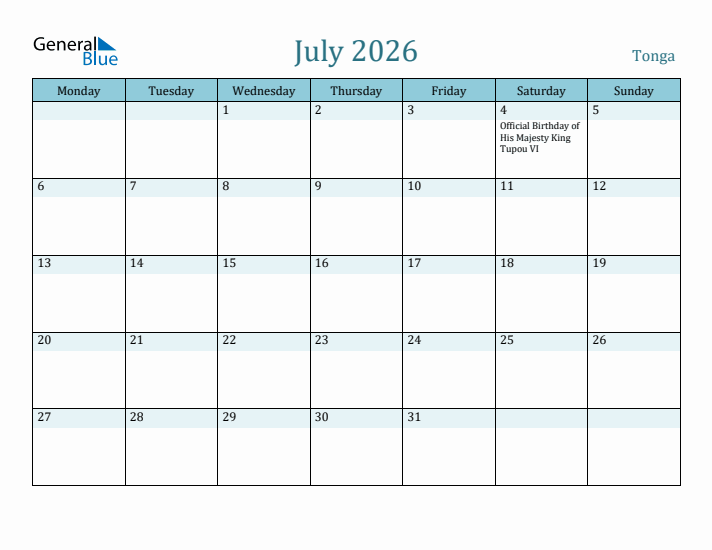 July 2026 Calendar with Holidays