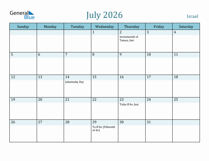 July 2026 Calendar with Holidays