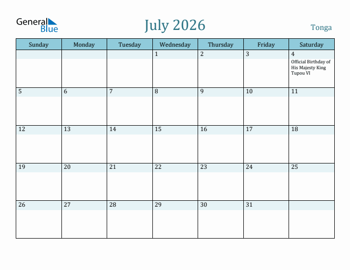 July 2026 Calendar with Holidays