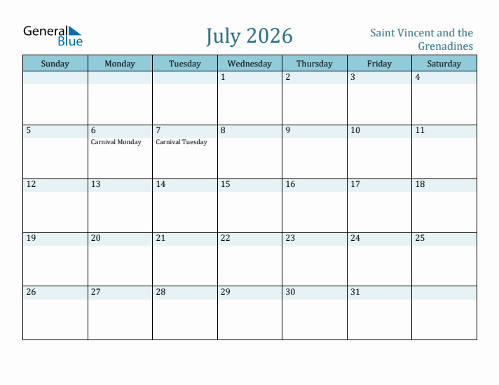 July 2026 Calendar with Holidays