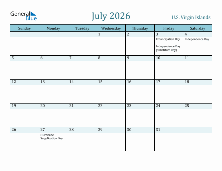 July 2026 Calendar with Holidays