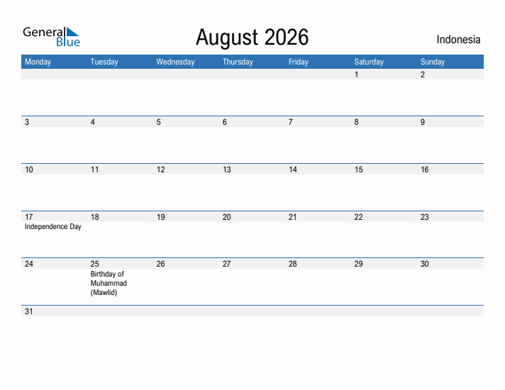 Fillable August 2026 Calendar