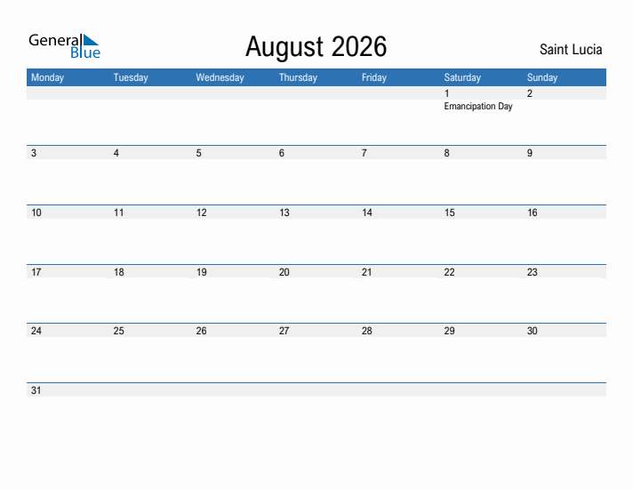 Fillable August 2026 Calendar
