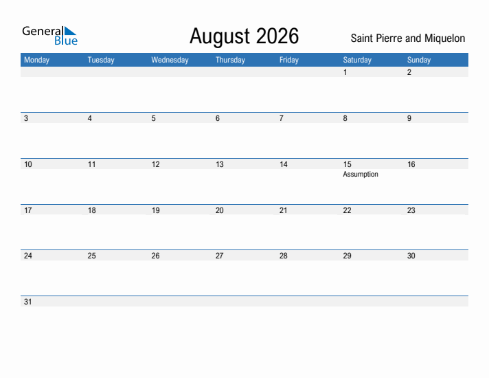 Fillable August 2026 Calendar
