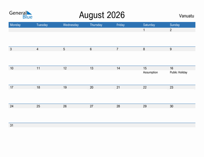 Fillable August 2026 Calendar