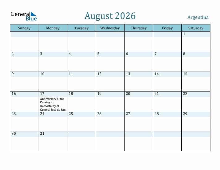 August 2026 Calendar with Holidays