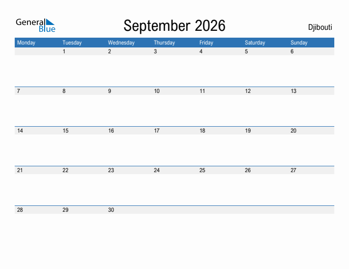 Fillable September 2026 Calendar