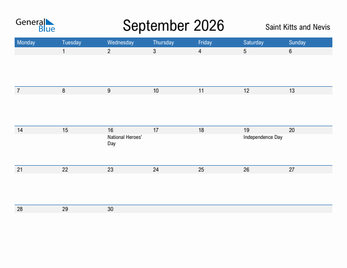 Fillable September 2026 Calendar