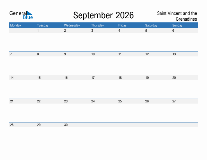 Fillable September 2026 Calendar