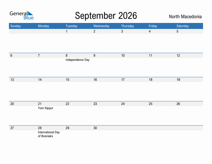 Fillable September 2026 Calendar