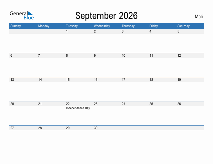 Fillable September 2026 Calendar