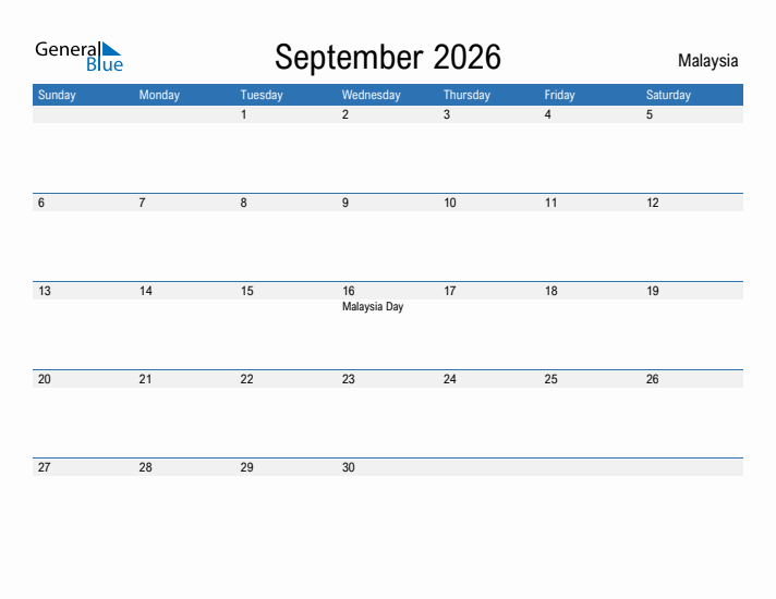 Fillable September 2026 Calendar