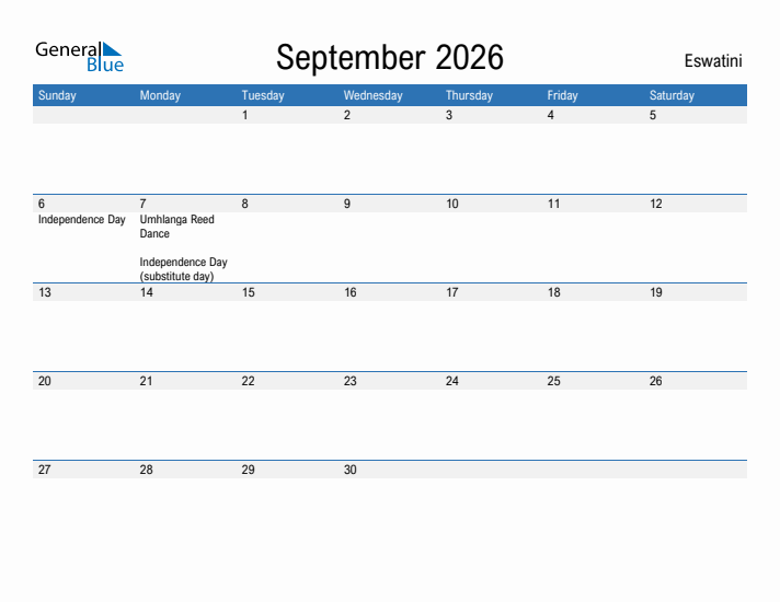 Fillable September 2026 Calendar